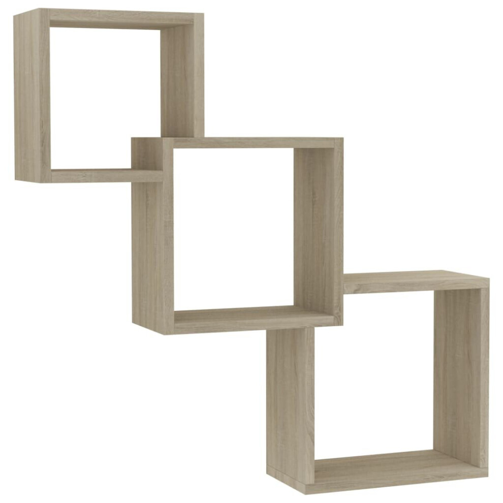 Vidaxl Cube Wall Shelf Sonoma Oak Engineered Wood Floating Cabinet Wall Cube