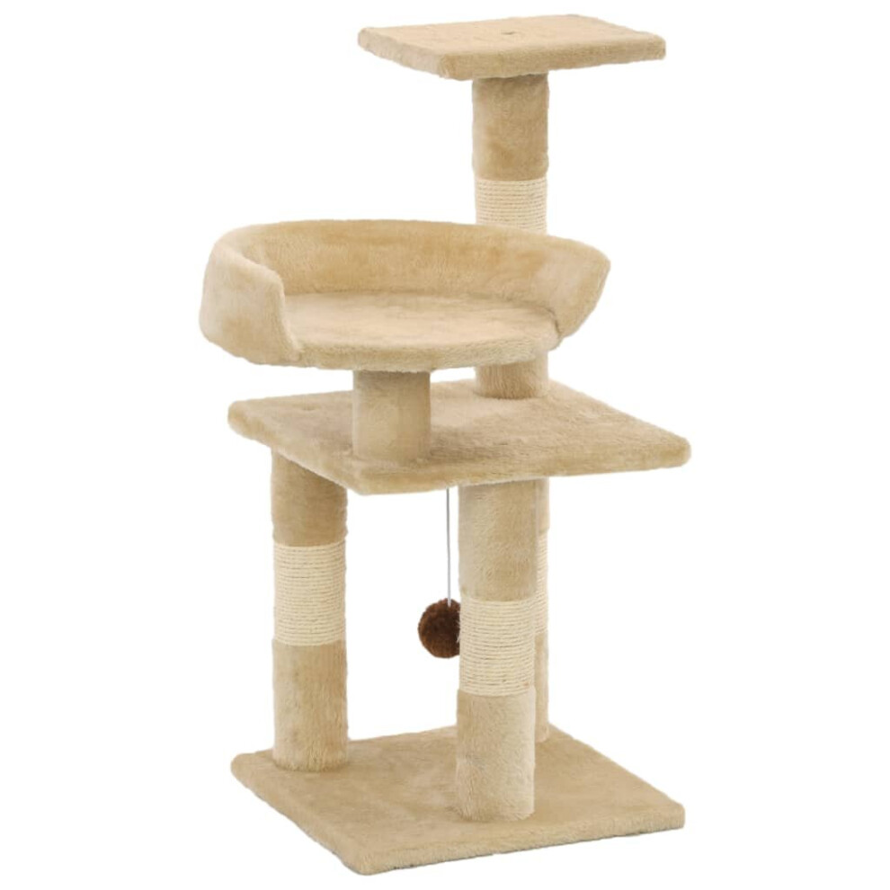 vidaXL Cat Tree with Sisal Scratching Posts 65cm Beige Kitten Activity Centre