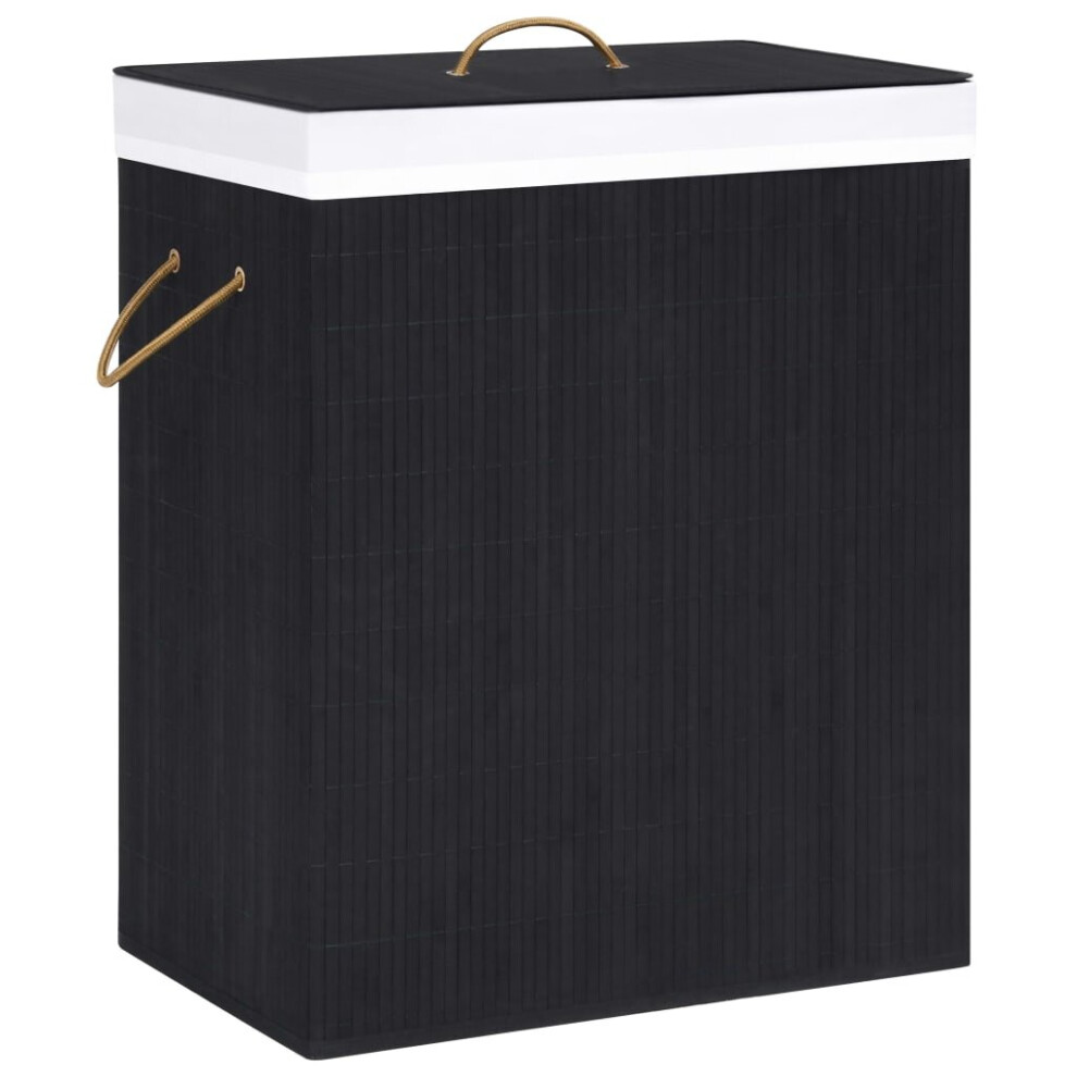 Vidaxl Bamboo Laundry Basket Black 83L Home Washing Clothes Hamper Storage Bin