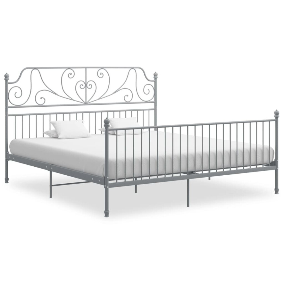 vidaXL Bed Frame Grey Metal Home 180x200 cm 6FT Super King Bedroom Furniture