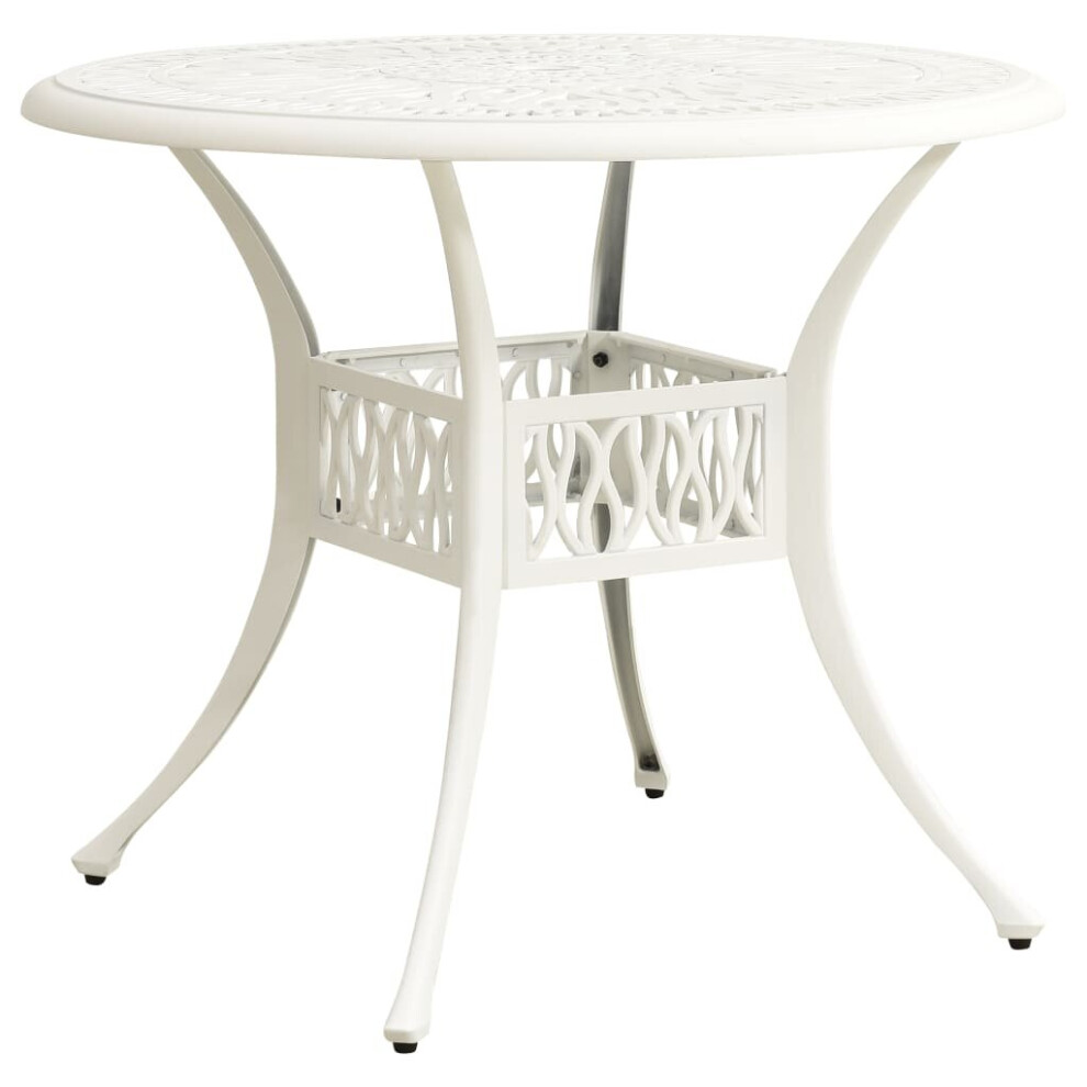 vidaXL Garden Table White Cast Aluminium Outdoor Dining Dinner Coffee Desk