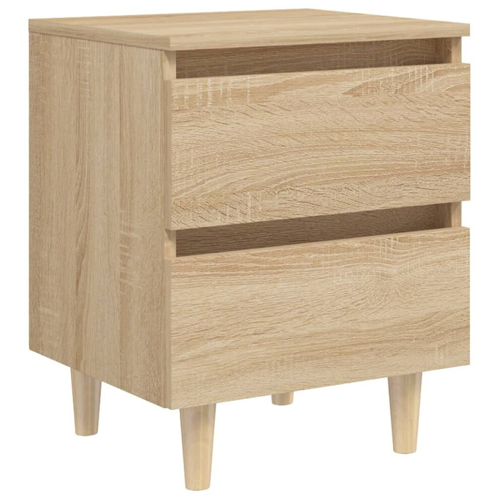 vidaXL Bed Cabinet with Solid Pinewood Legs Sonoma Oak Bedroom Nightstand