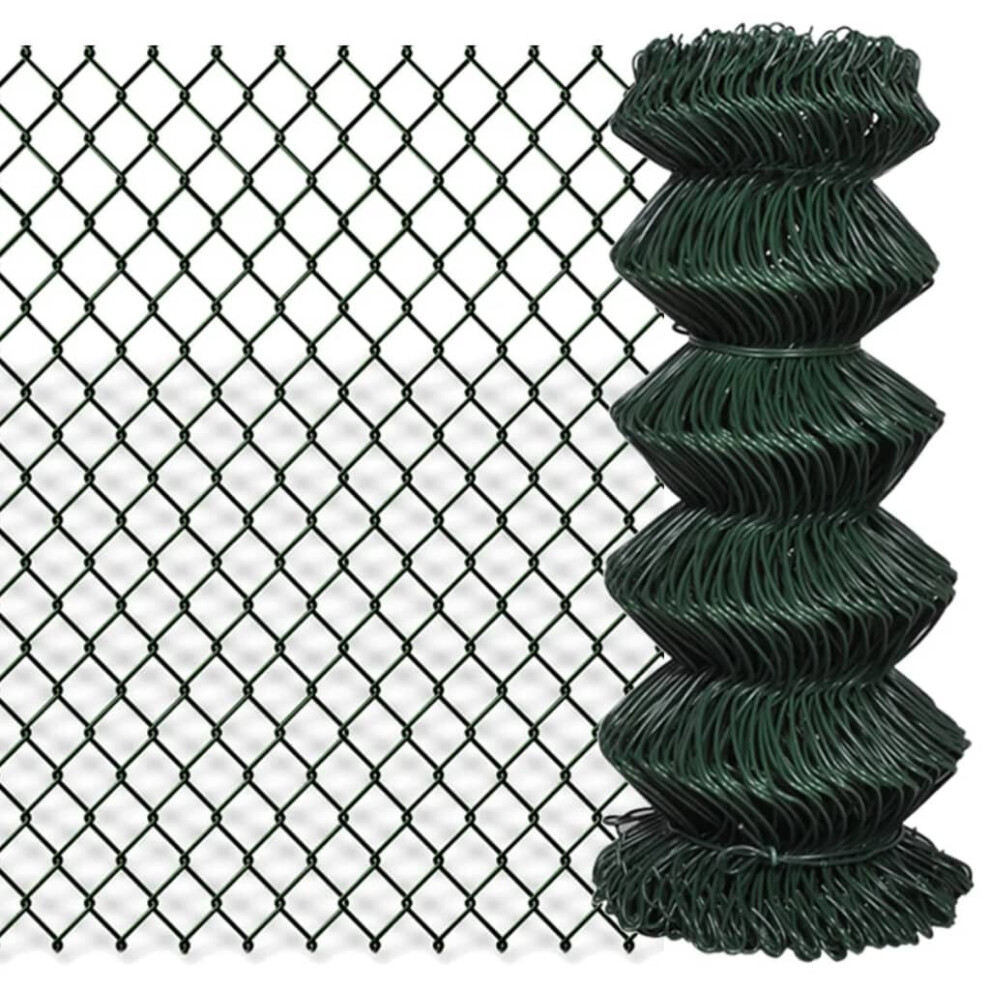 vidaXL Chain Fence 0.8x15m Green Garden Patio Wire Mesh Panel Fencing Barrier