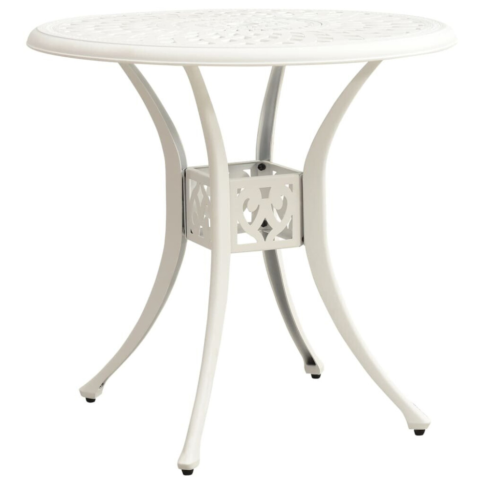 vidaXL Garden Table White Cast Aluminium Outdoor Dining Dinner Coffee Desk