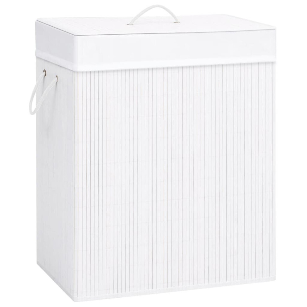 Vidaxl Bamboo Laundry Basket White 83L Home Washing Clothes Hamper Storage Bin