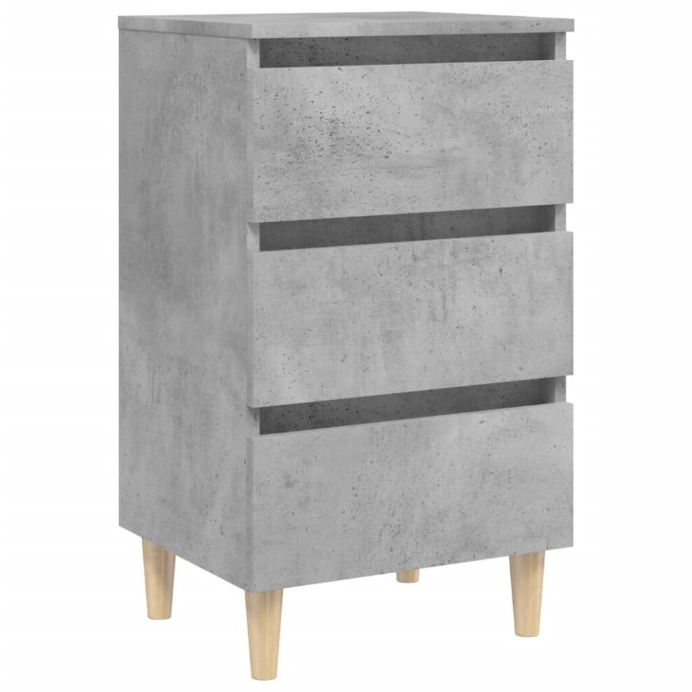 vidaXL Bed Cabinet with Solid Wood Legs Concrete Grey Nightstand Home Table