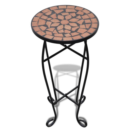 VidaXL New Balcony Mosaic Side Coffee Table Plant Flower Terrace Brown Wedding Dining