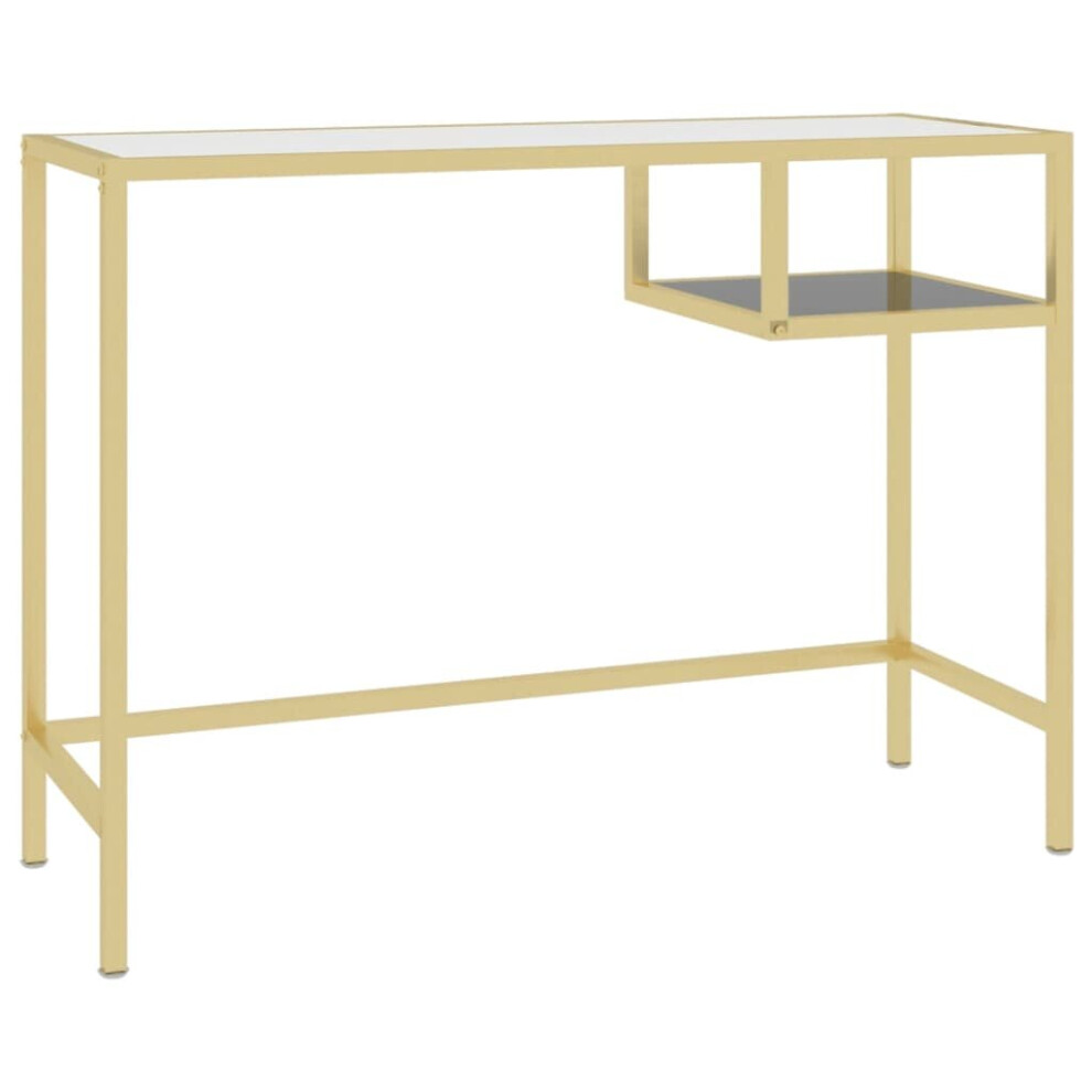 vidaXL Computer Desk Transparent Tempered Glass Office Writing Corner Desk