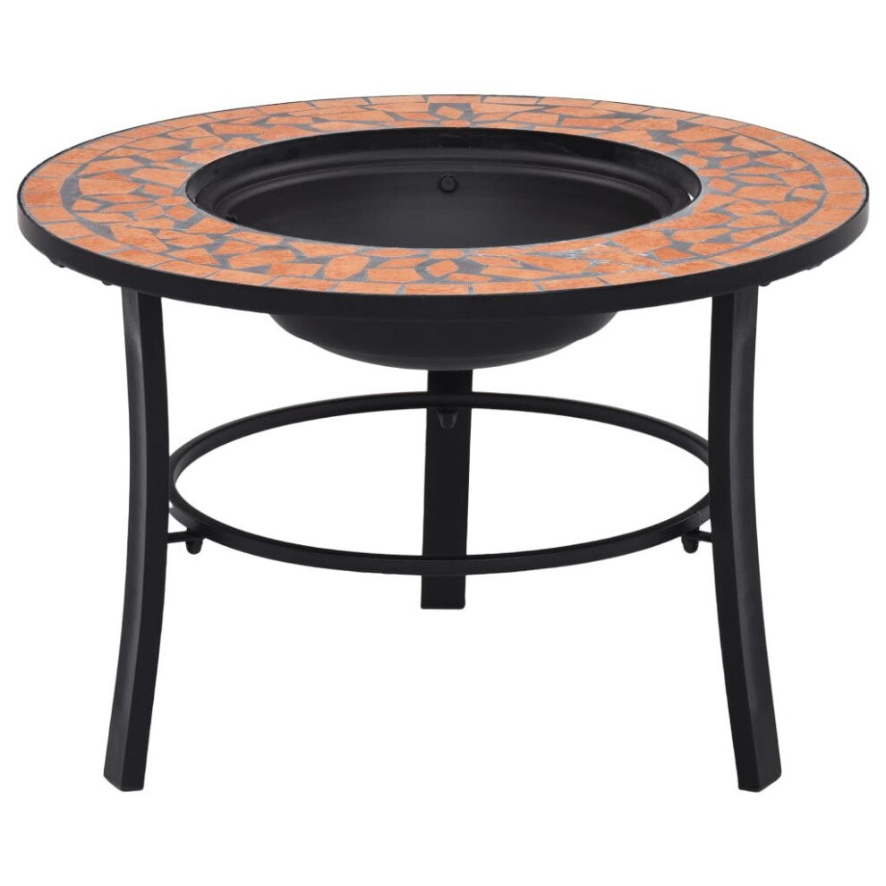 vidaXl Mosaic Fire Pit Terracotta 68cm Ceramic Tile Firepit Garden BBQ Stove