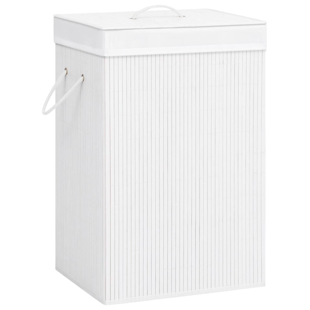 Vidaxl Bamboo Laundry Basket White 72L Home Washing Clothes Hamper Storage Bin