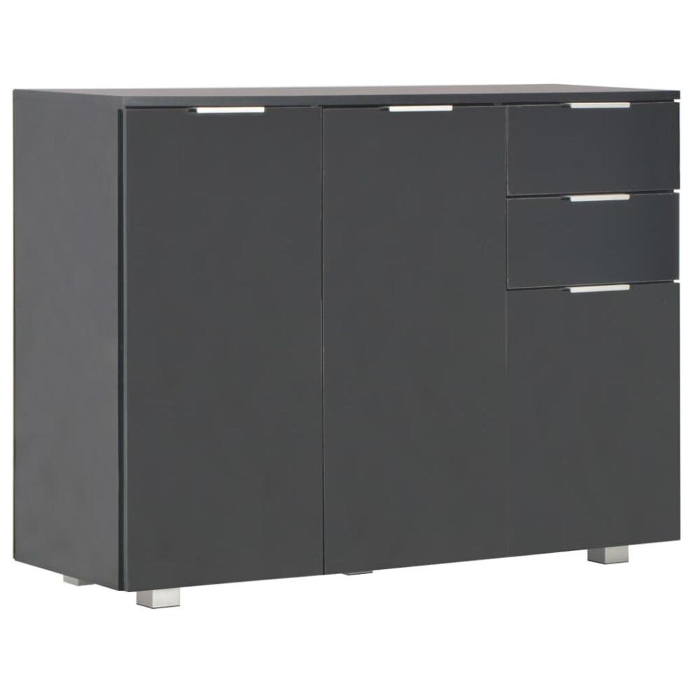 vidaXL Sideboard High Gloss Black Home Living Room Storage Drawer Side Cabinet