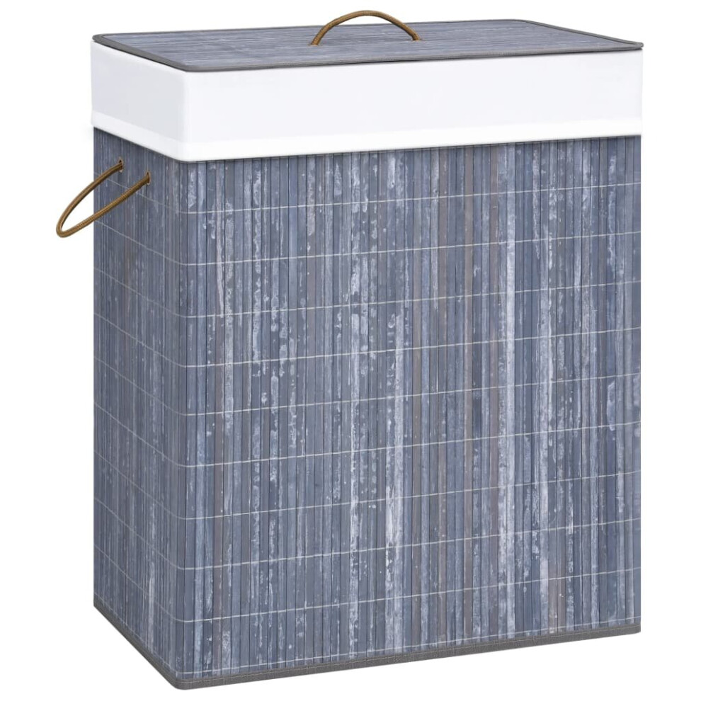 Vidaxl Bamboo Laundry Basket Grey 83L Home Washing Clothes Hamper Storage Bin