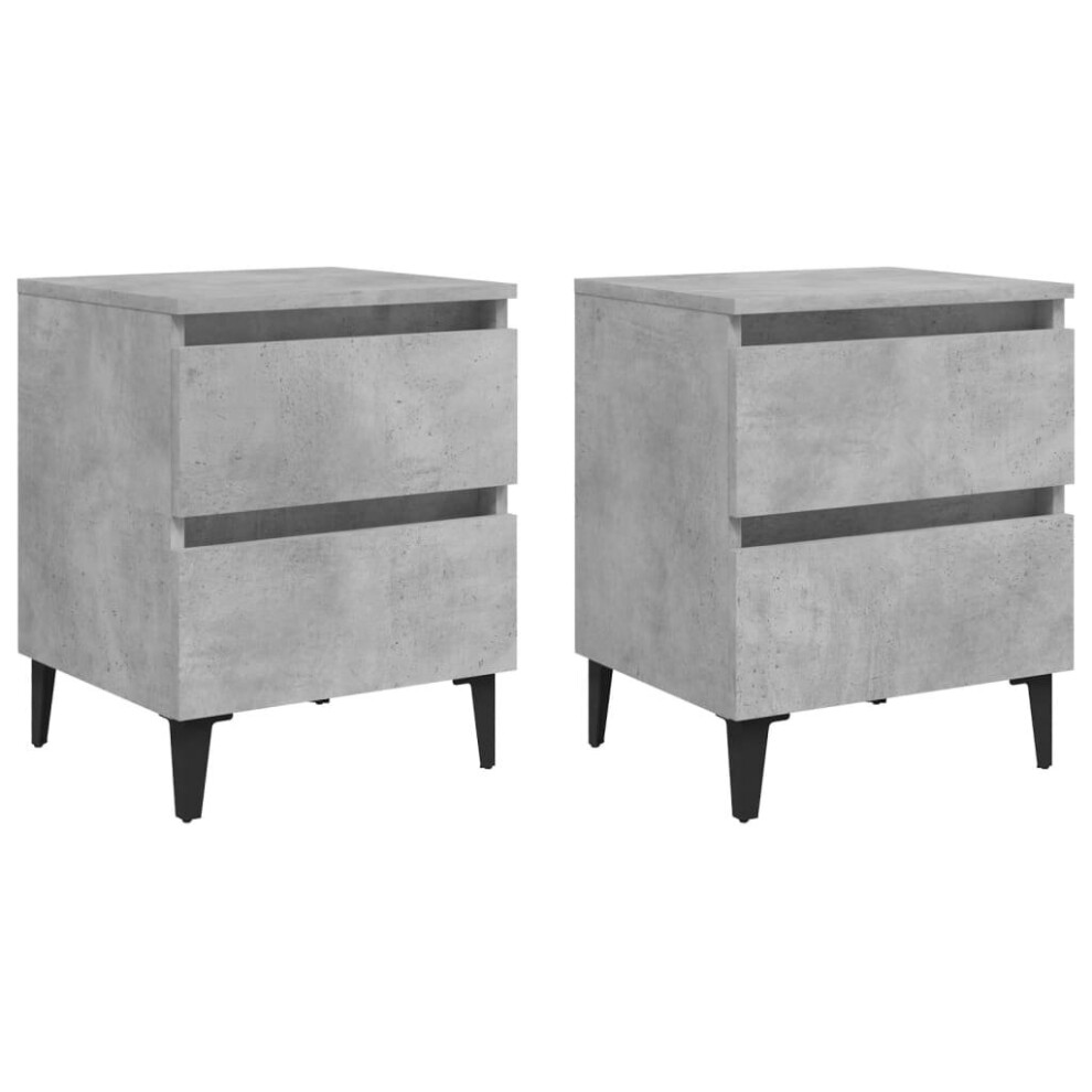 vidaXL 2x Bed Cabinets Concrete Grey Engineered Wood Nightstand Home Furniture