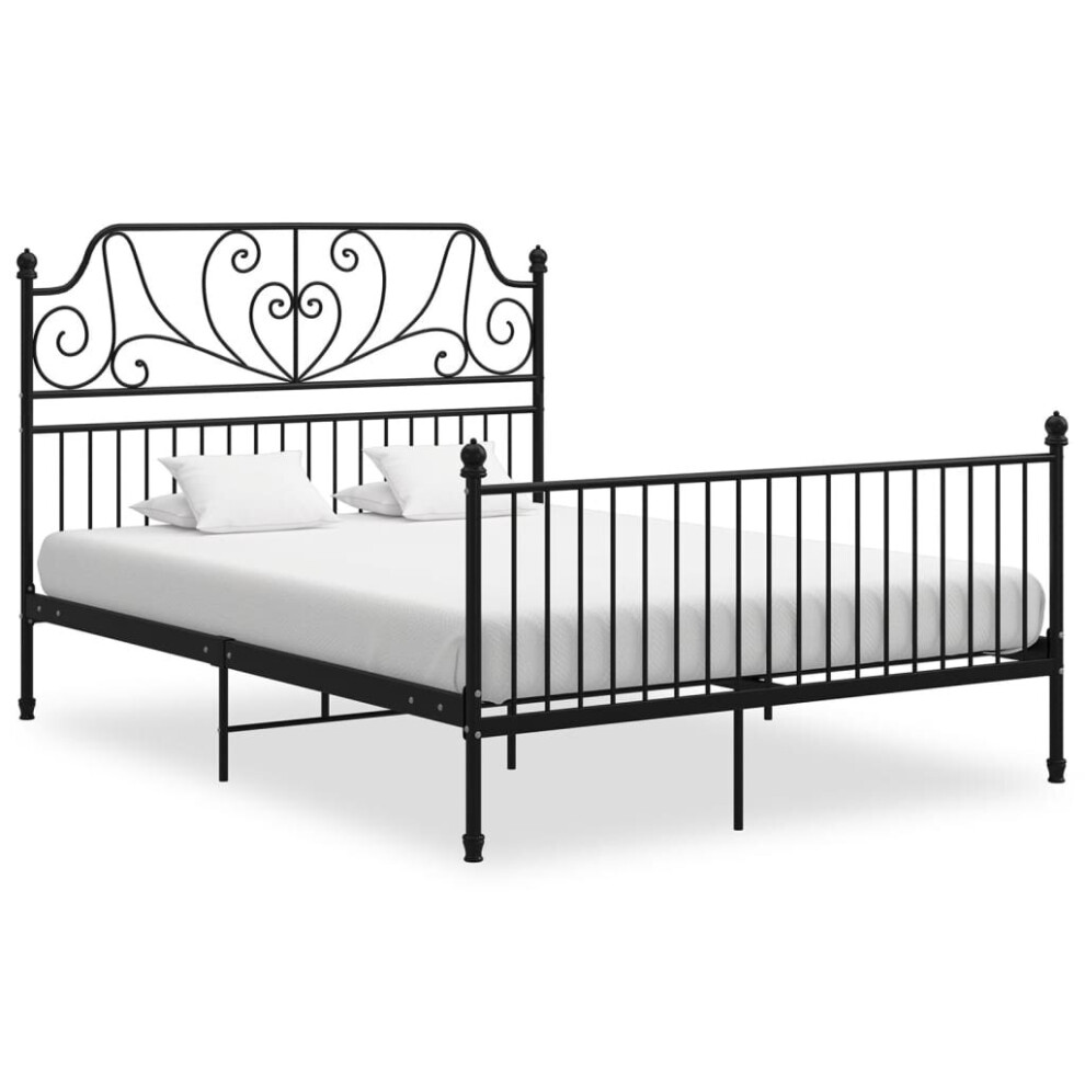 Vidaxl Bed Frame Black Metal Home 140X200 Cm Bedroom Furniture Unit Bedstead