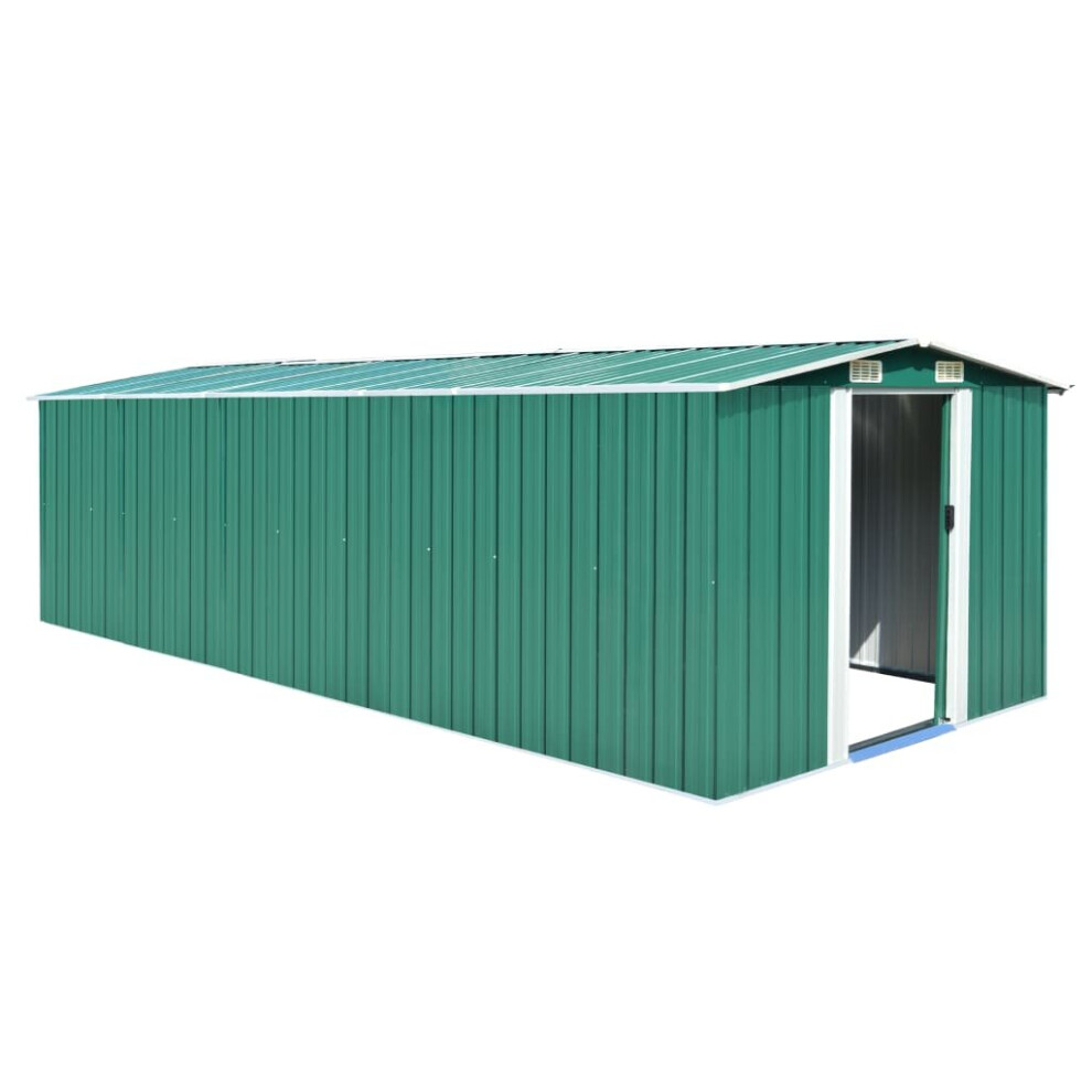 vidaXL Garden Shed 257x580x181cm Metal Green Outdoor Tool Storage House Cabin