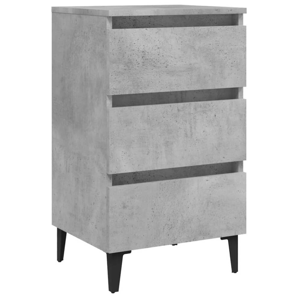 vidaXL Bed Cabinet with Metal Legs Concrete Grey Bedroom Nightstand Side Table