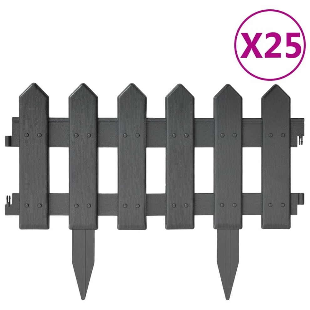 vidaXL 25x Lawn Edging Anthracite 10 m PP Garden Lawn Edge Border Divider