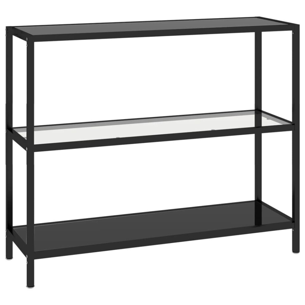 vidaXL Shelf Transparent and Black 100x36x90 cm Tempered Glass Bookshelf Rack