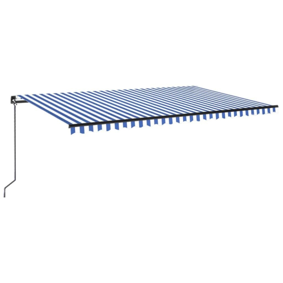 vidaXL Manual Retractable Awning with LED 500x300 cm Blue and White Outdoor