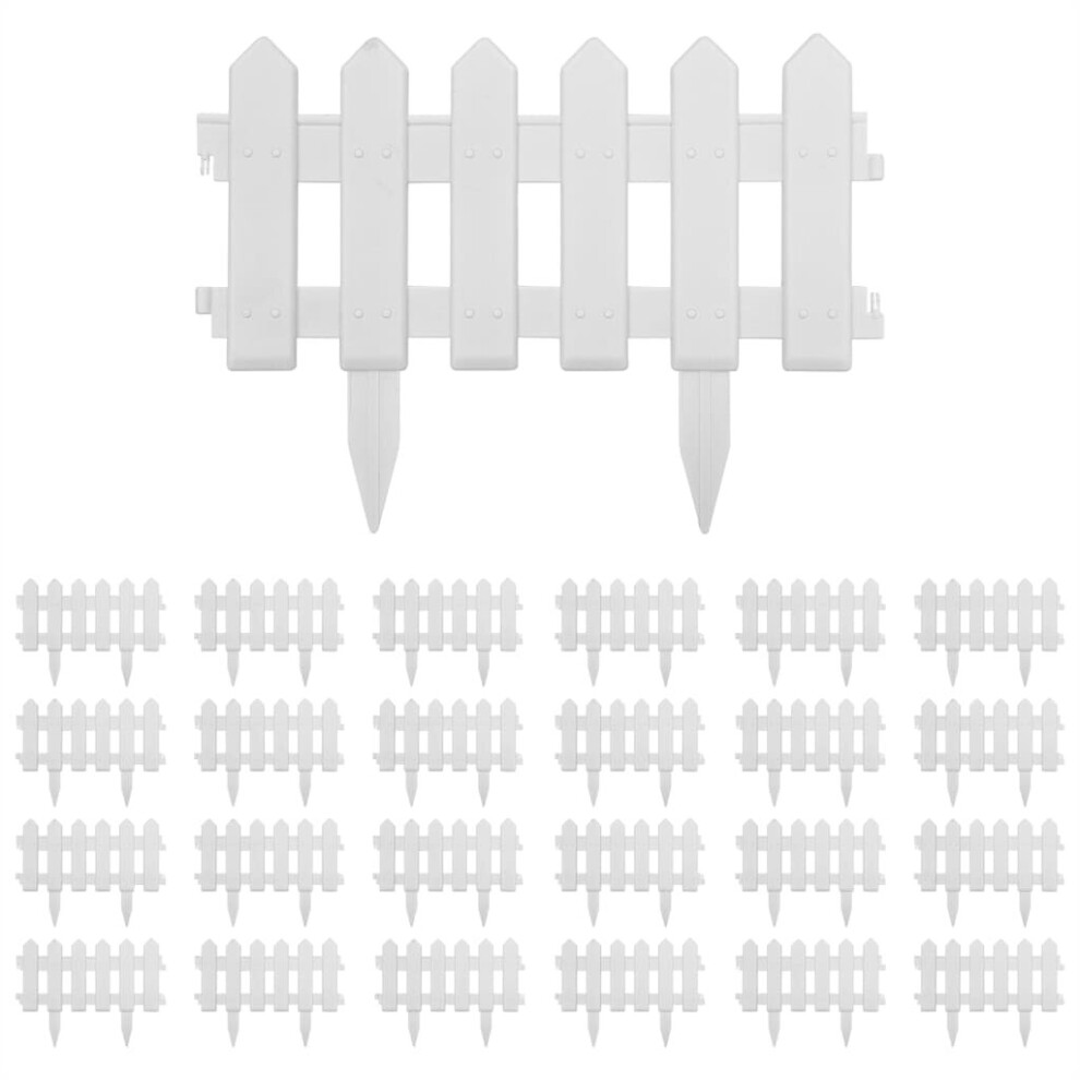vidaXL 25x Lawn Edgings PP White 10m Garden Borders Grass Edges Fence Barrier