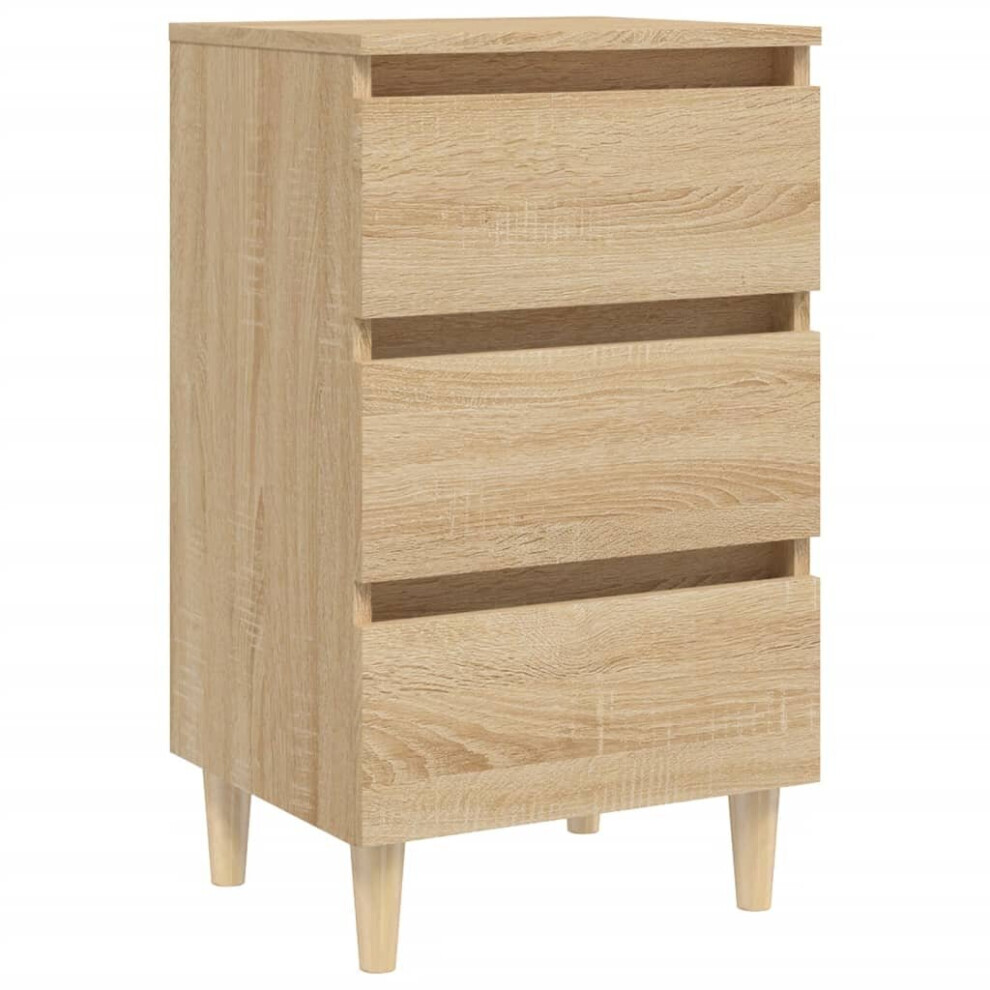 vidaXL Bed Cabinet with Solid Wood Legs Sonoma Oak Nightstand Bedroom Table