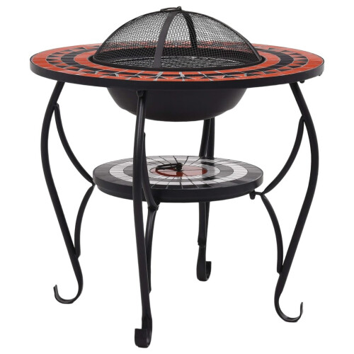 VidaXL vidaXL Mosaic Fire Pit Table Terracotta and White Ceramic Barbecue Fireplace