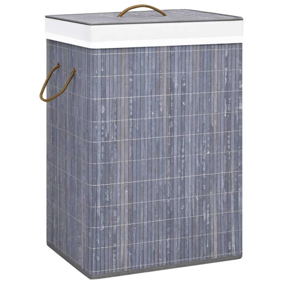 Vidaxl Bamboo Laundry Basket 72L Washing Clothes Hamper Storage Organiser Grey