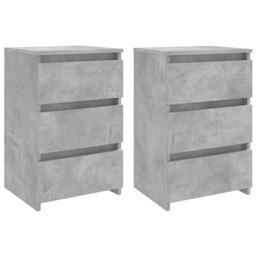 vidaXL 2x Bed Cabinets Concrete Grey Engineered Wood Indoor Bedside Cabinet