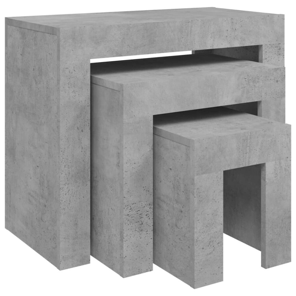 vidaXL 3x Nesting Coffee Tables Concrete Grey Engineered Wood Couch End Table