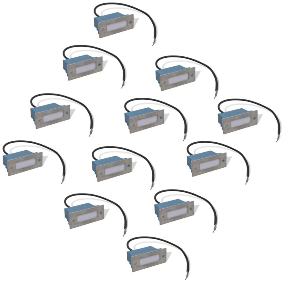 vidaXL LED Recessed Stair Lights Step Light LED Stair Light 12 pcs 44x111x56 mm