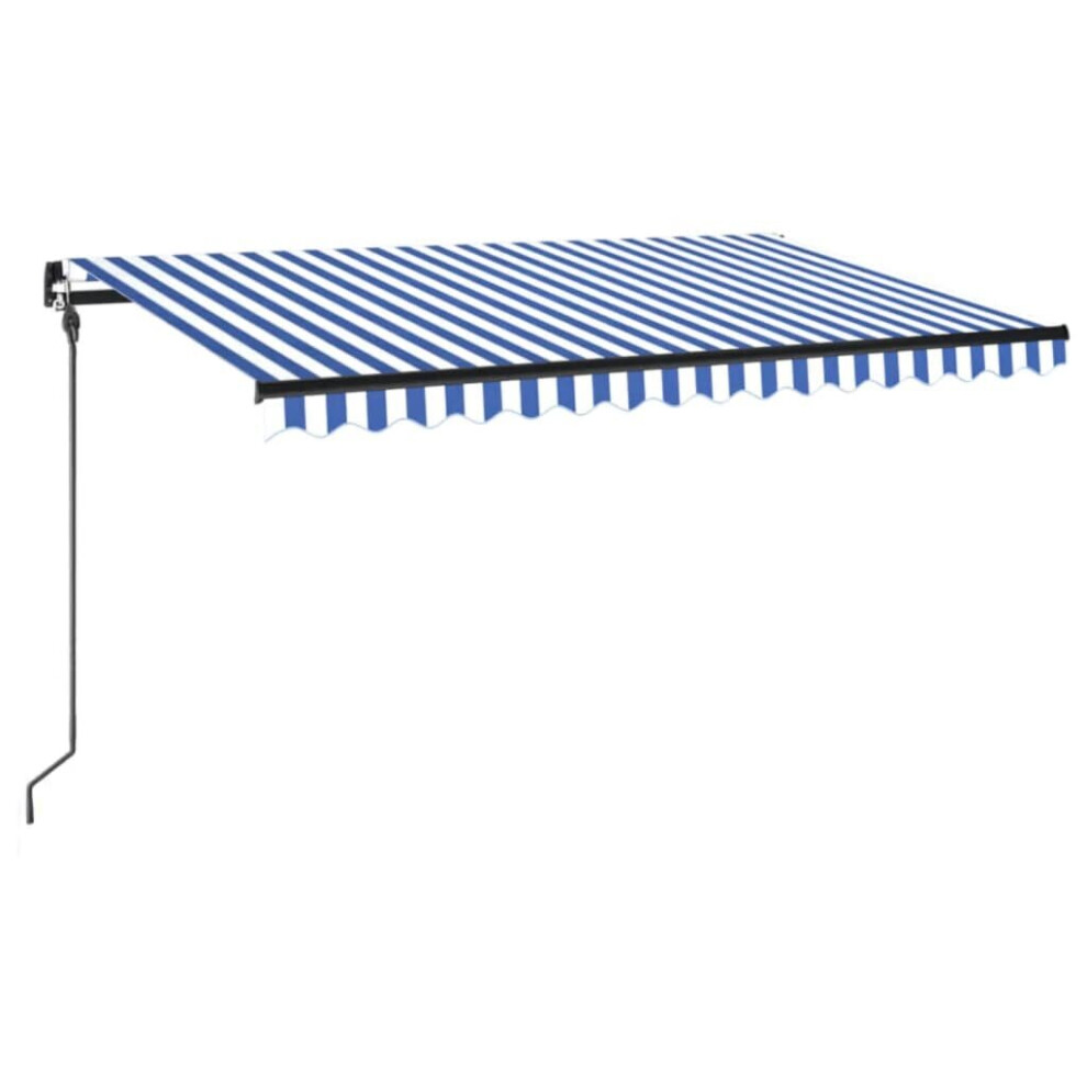 Vidaxl Manual Retractable Awning With Led 400X300 Cm Blue And White Outdoor