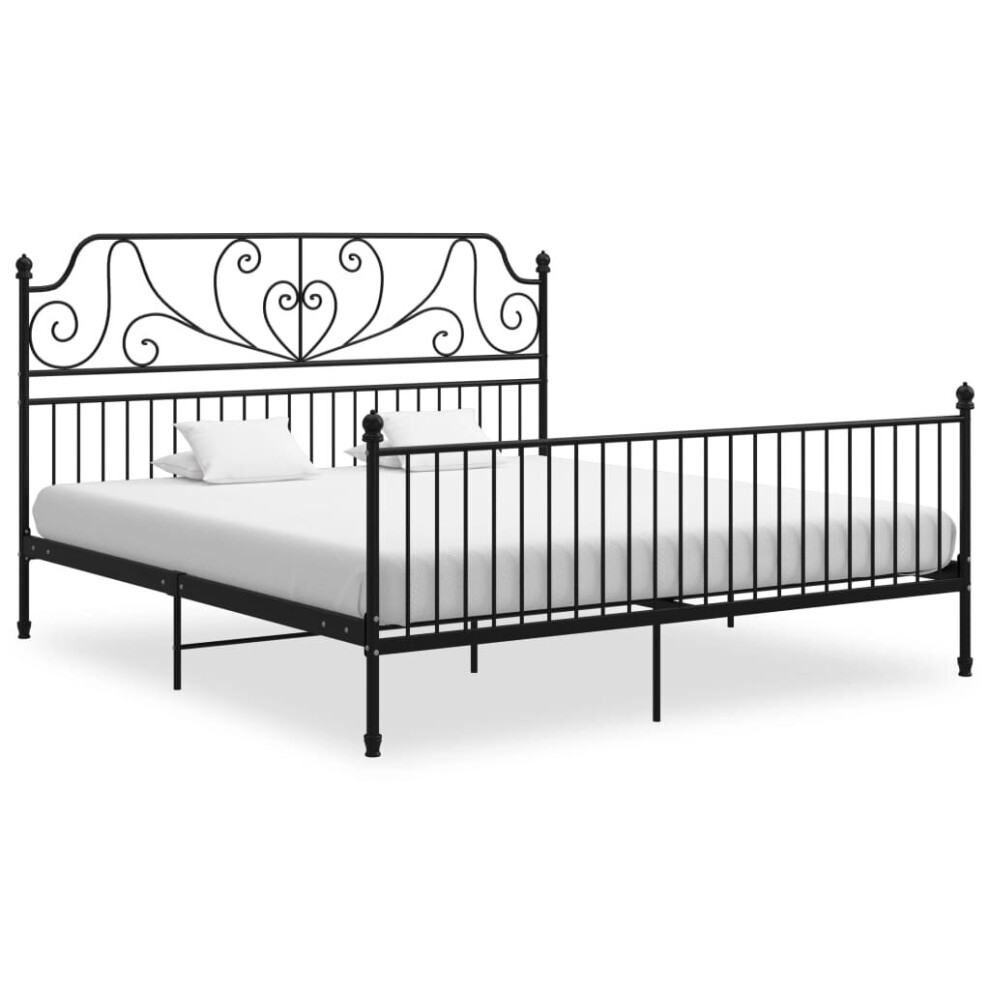 vidaXL Bed Frame Black Metal Home 180x200 cm 6FT Super King Bedroom Furniture