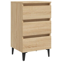 vidaXL Bed Cabinet with Metal Legs Sonoma Oak Bedroom Nightstand Side Table