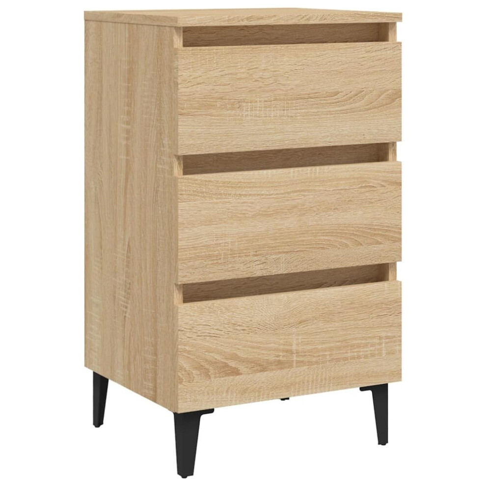 vidaXL Bed Cabinet with Metal Legs Sonoma Oak Bedroom Nightstand Side Table