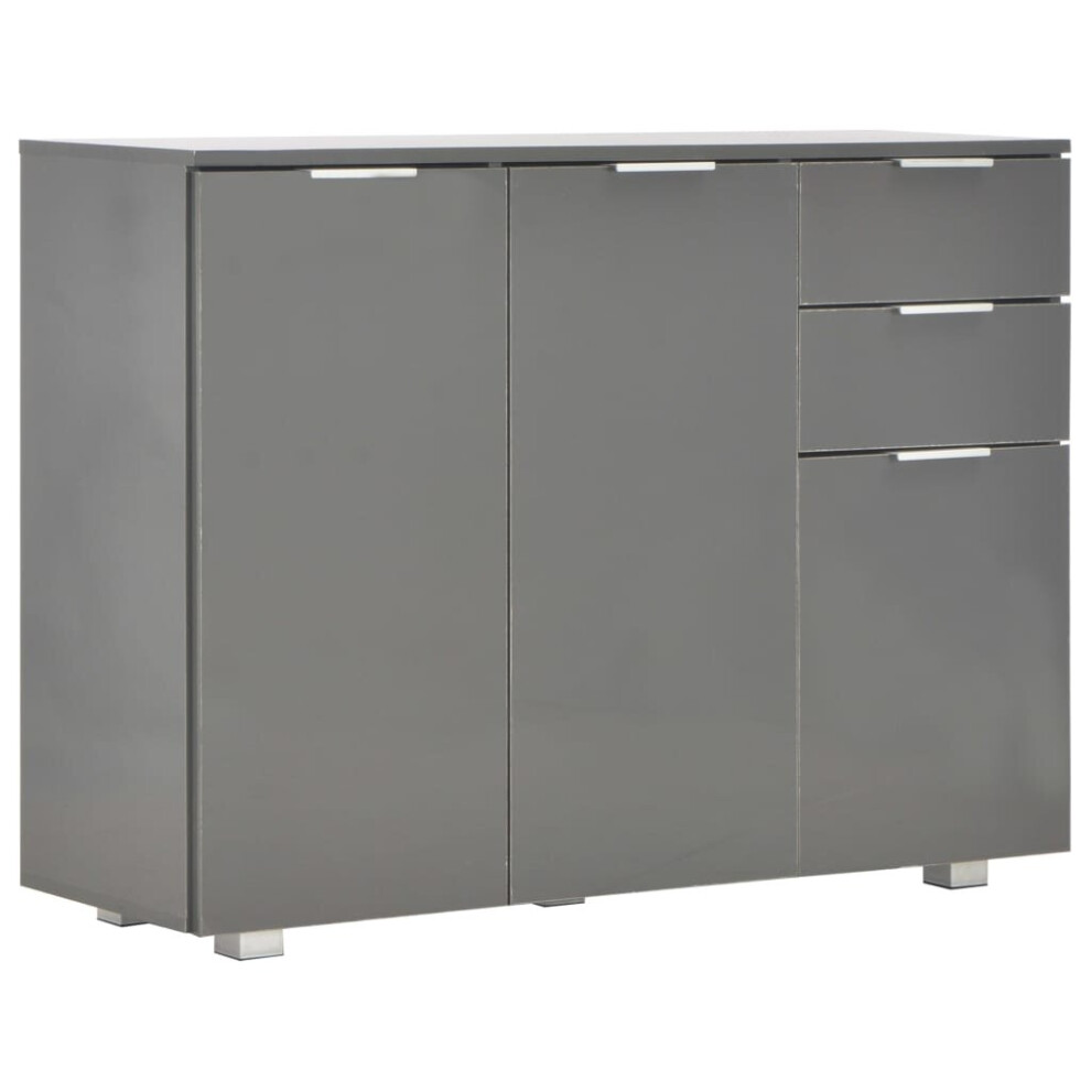 vidaXL Sideboard High Gloss Grey Home Living Room Storage Drawer Side Cabinet