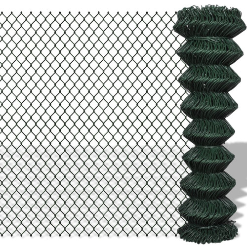 VidaXL vidaXL Chain Fence 1.5x15m Green Garden Patio Wire Mesh Panel Fencing Barrier