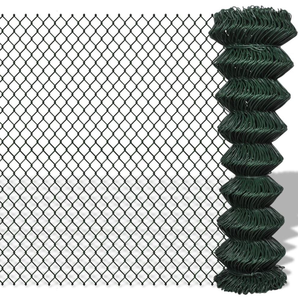 vidaXL Chain Fence 1.5x15m Green Garden Patio Wire Mesh Panel Fencing Barrier