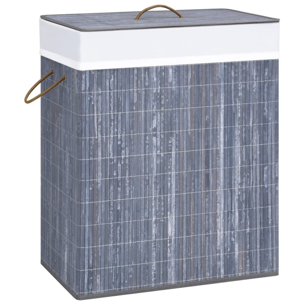 Vidaxl Bamboo Laundry Basket 100L Home Washing Clothes Hamper Storage Bin Grey