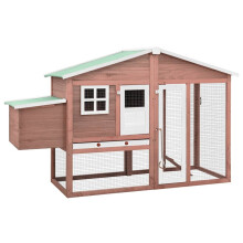 vidaXL Solid Fir Wood Chicken Coop with Nest Box Mocha and White Chicken Hutch