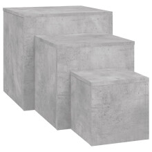 vidaXL 3-Piece Side Tables Set in Concrete Grey Engineered Wood - Large 45cm, Medium 35cm, Small 24cm (808589)