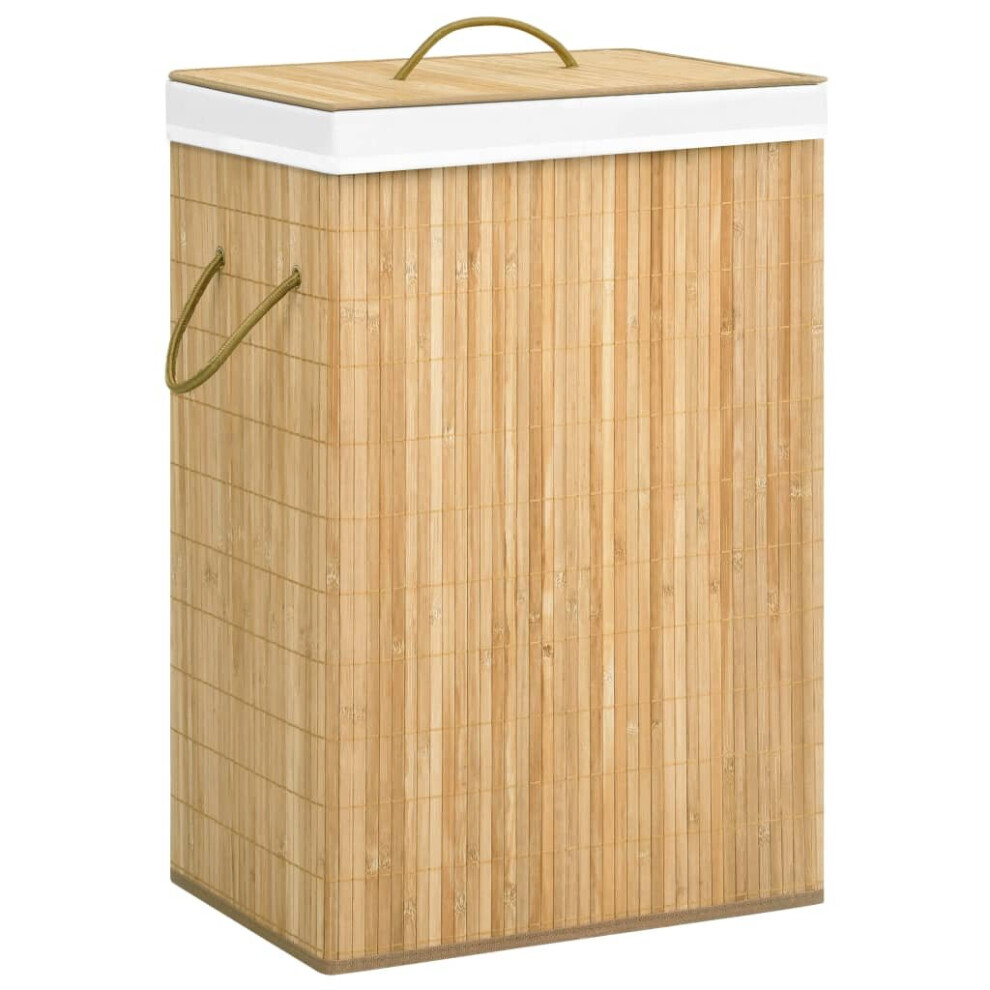 Vidaxl Bamboo Laundry Basket 72L Washing Clothes Hamper Storage Bin Organiser