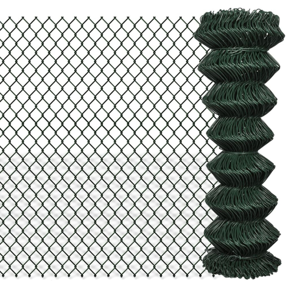 vidaXL Chain Fence 1.25x15m Green Garden Patio Wire Mesh Panel Fencing Barrier