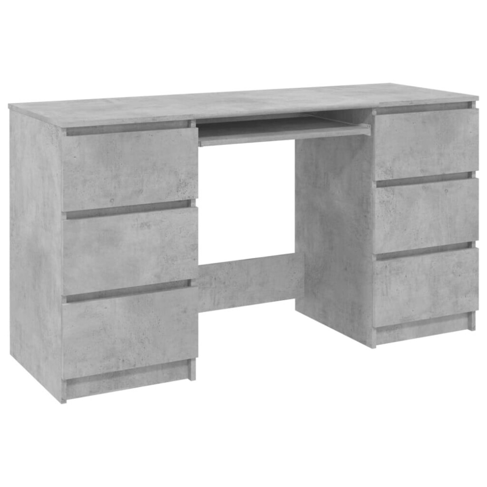 vidaXL Writing Desk Concrete Grey Engineered Wood Computer Study Laptop Table