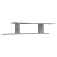 vidaXL Wall-Mounted TV Shelf, Concrete Grey, Engineered Wood, 125 x 18 x 23 cm, Asymmetrical Dual Shelves, 806993