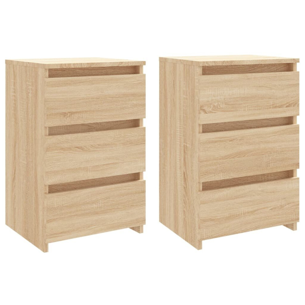 New Vidaxl 2X Bed Cabinets Sonoma Oak Engineered Wood - 3-Drawer Bedside Nightstands (40X35x62.5 Cm) 806218