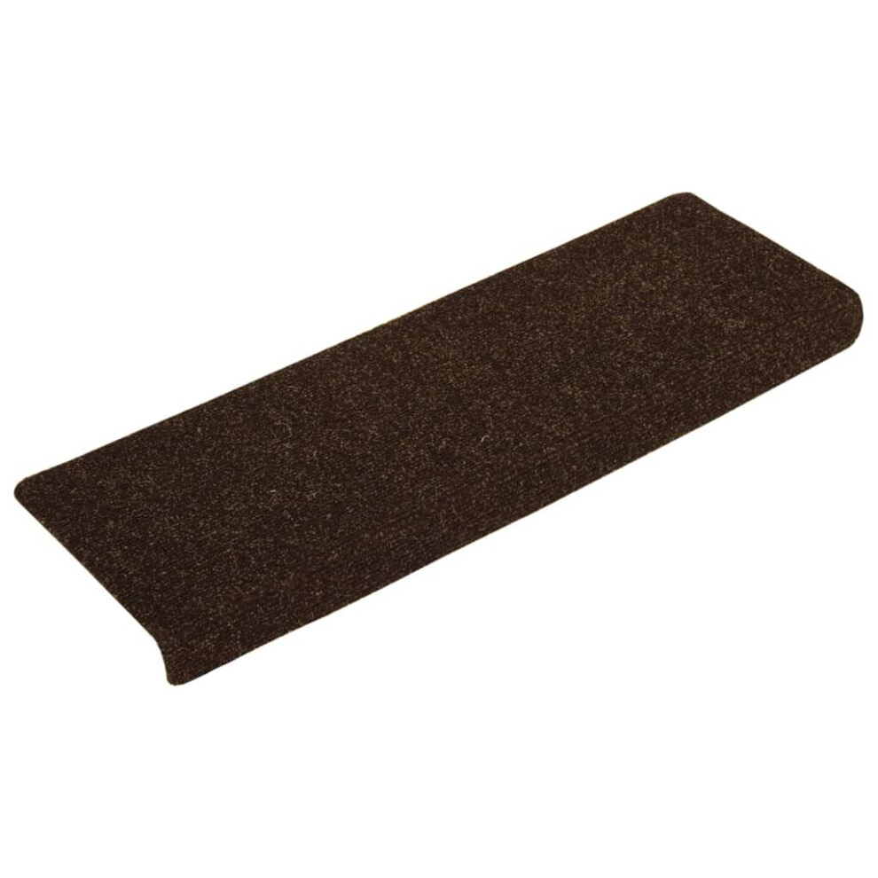 Vidaxl Stair Mats Carpet Stair Tread Stair Step Rug 15 Pcs Needle Punch Brown