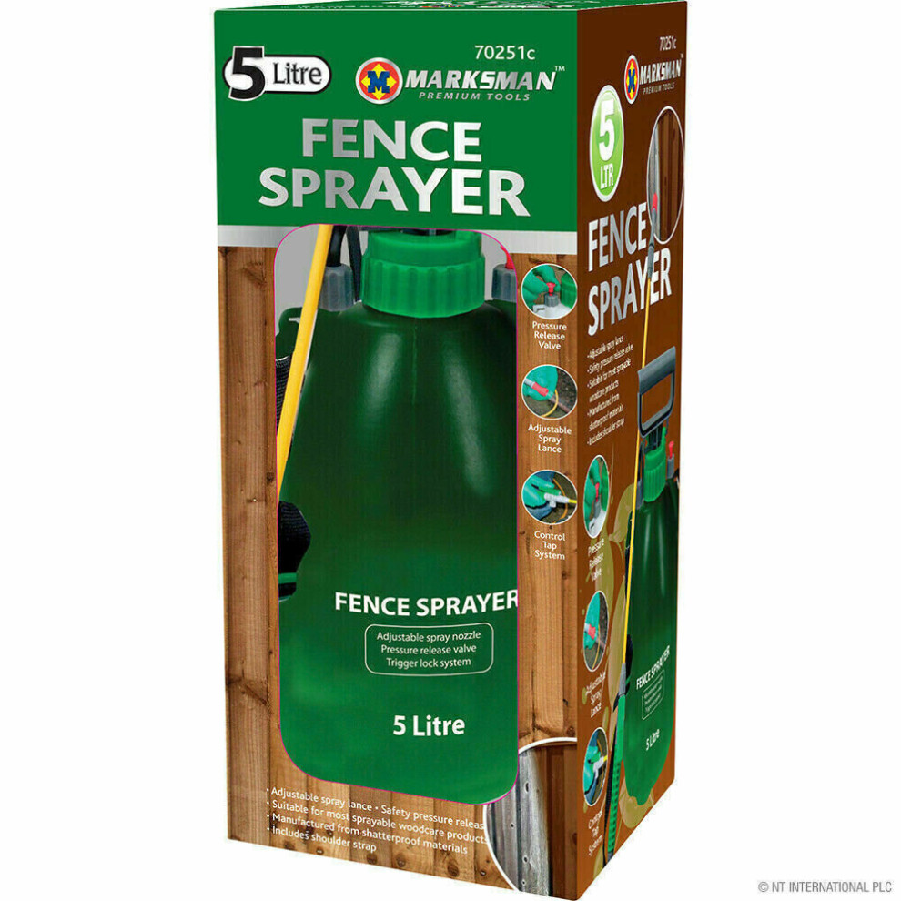 5L PORTABLE PRESSURE PUMP SPRAYER GUN SHED DECKING & FENCE GARDEN WOOD PAINT
