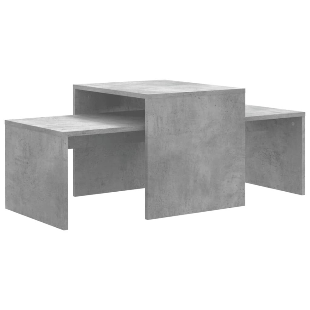 Vidaxl Coffee Table Set Concrete Grey Engineered Wood Indoor Furniture Stand