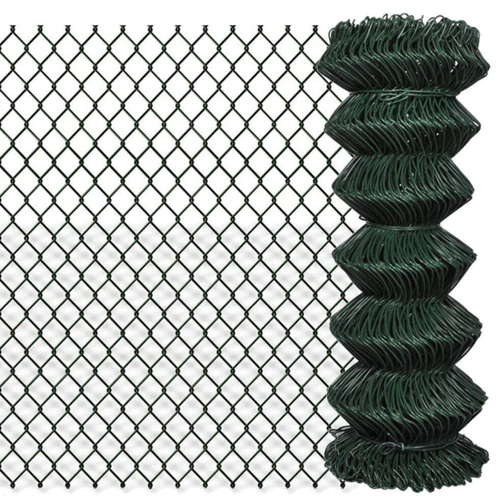 vidaXL Chain Fence 1x15m Green Garden Patio Wire Mesh Panel Fencing Barrier