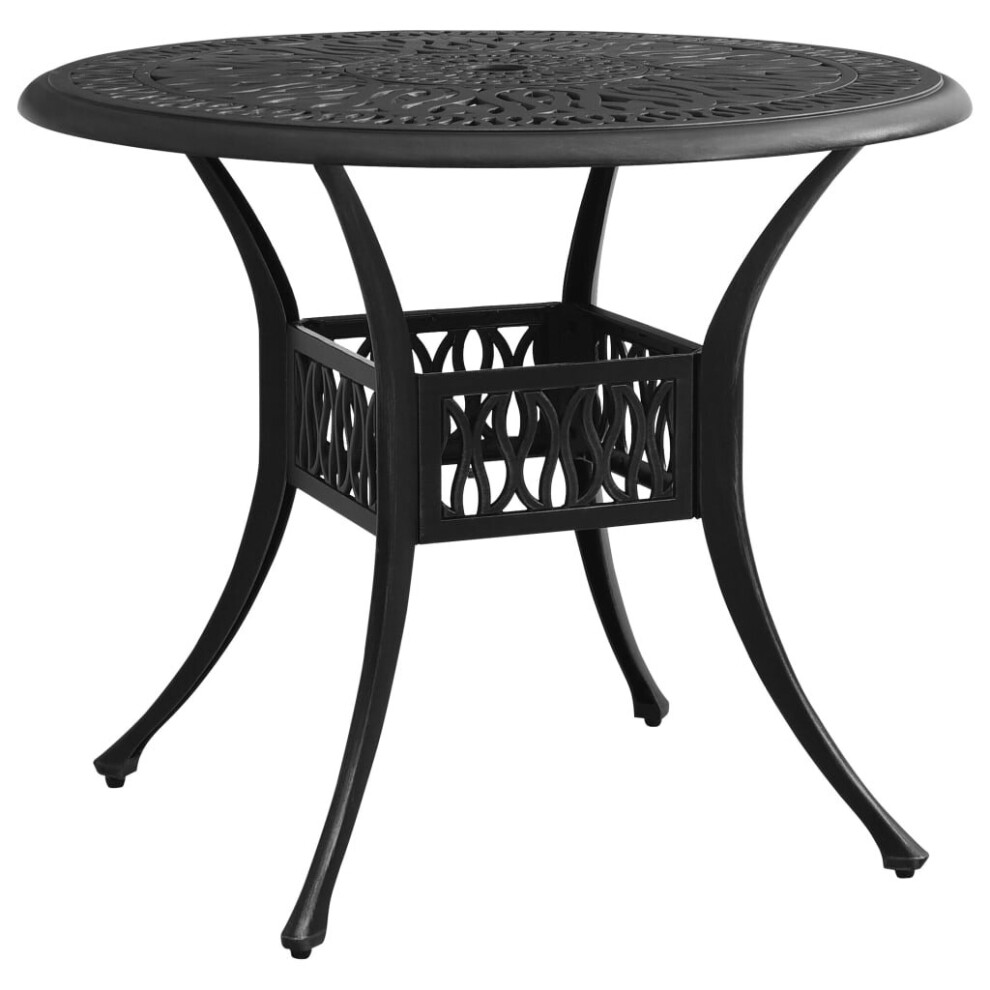 vidaXL Garden Table Black Cast Aluminium Outdoor Patio Dining Dinner Desk